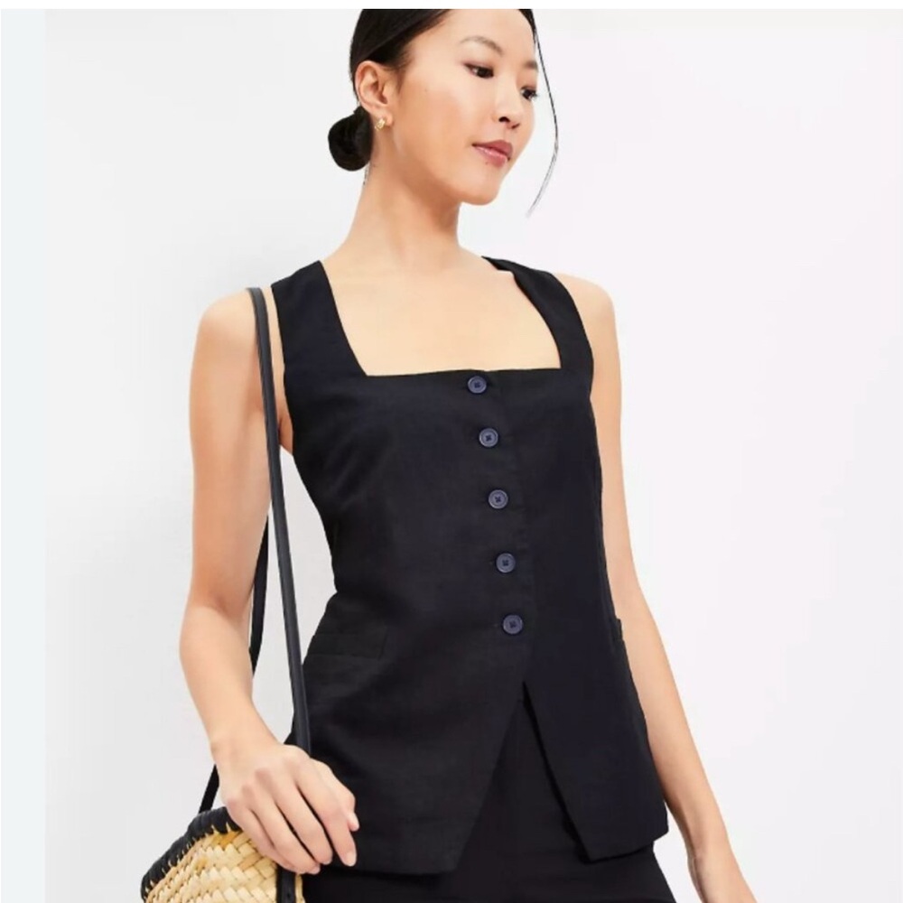 LOFT Black Square Neck Vest Top